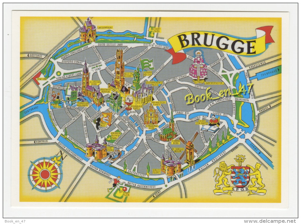 {45922} Un Bonjour De Brugge , Carte Et Illustrations ; Belgique - Cartes Géographiques