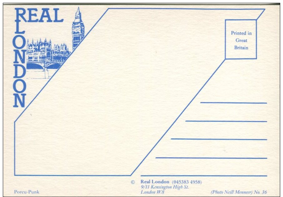 Real London Postcard,  Porcu-Punk, Photo Neill Menneer, 36 - Autres & Non Classés