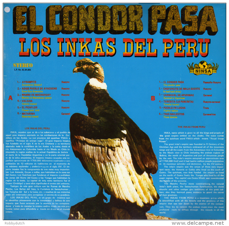 * LP *  LOS INKAS DEL PERU - EL CONDOR PASA (Peru EX!!!) - World Music