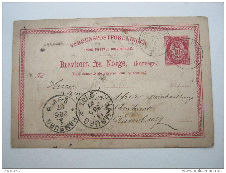 1887 ,  HMRFST  - HAMBURG , Schiffstempel     , Klarer Stempel Auf Karte - Lettres & Documents
