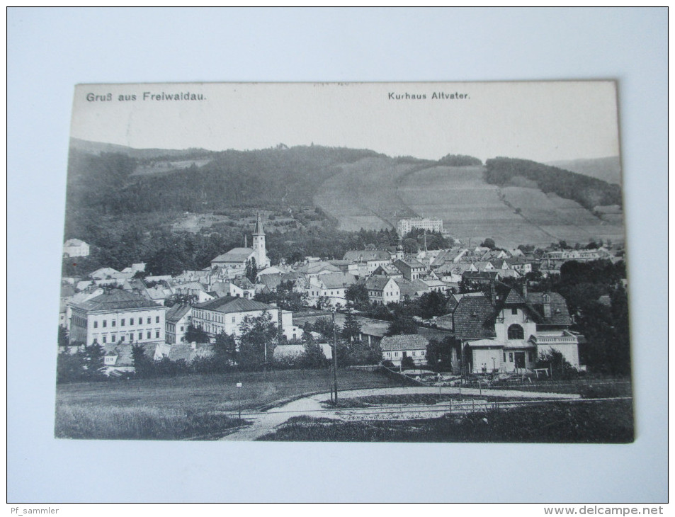 AK Österreich / Tschechien / Sudeten. 1913. Gruss Aus Freiwaldau. Kurhaus Altvater. Verlag Franz Gottwald Jun. - Sudeten