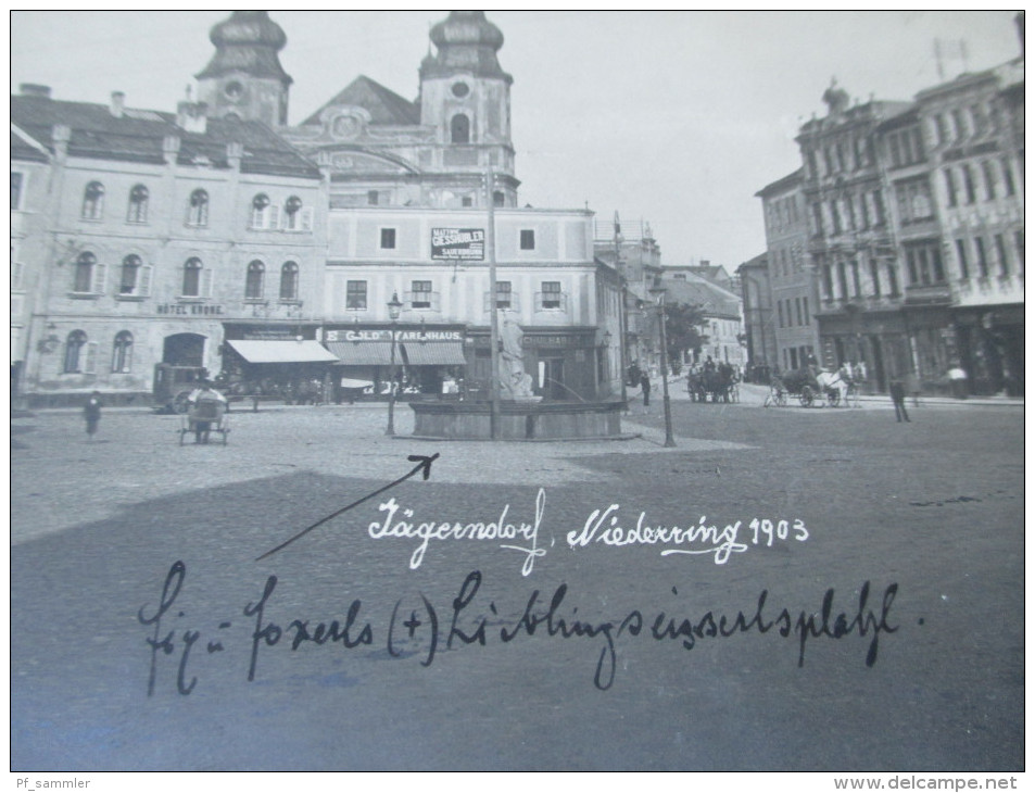 Echtfoto 1903 / 08 Österreich / Tschechien / Sudeten.Jägerndorf.  Niedernring. Hotel Krone. Joh. Batke Photograhie - Sudeten