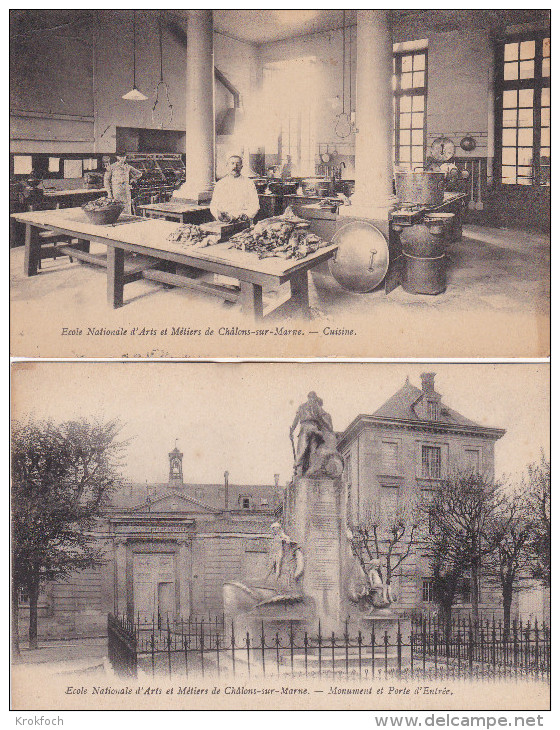 Chalons - Ecole Arts & Métiers - ENSAM - 2 Cartes : Cuisine & Monuments - Gad´zarts - 1921 - Châlons-sur-Marne