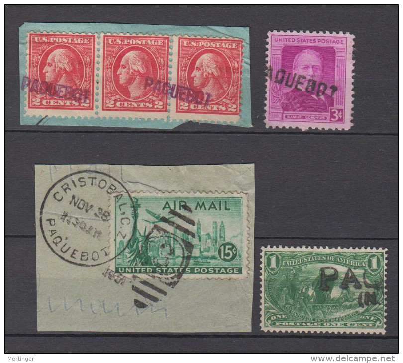 USA Ca 1910-50  6 Stamps PAQUEBOT Postmark - Collections