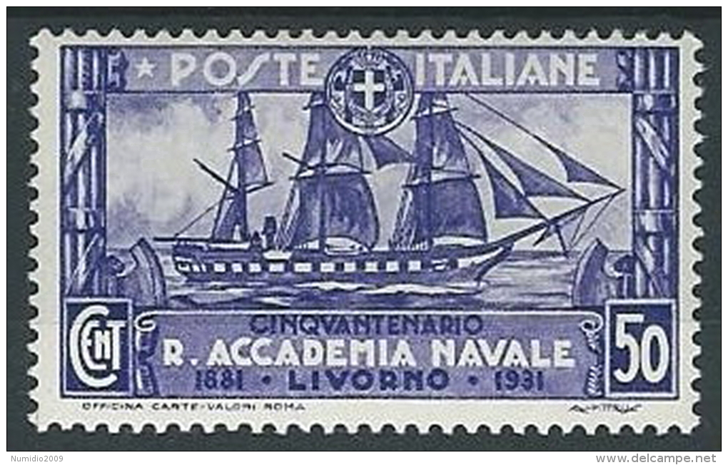 1931 REGNO REGIA ACCADEMIA NAVALE LIVORNO 50 CENT MH * - T66 - Mint/hinged