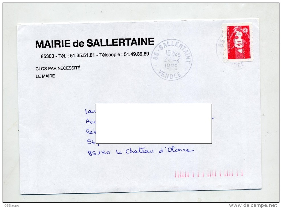 Lettre Cachet Sallertaine  Entete Mairie - Cachets Manuels