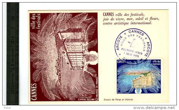 Carte Postale 1970 Festival De Cannes + Vignette - Covers & Documents