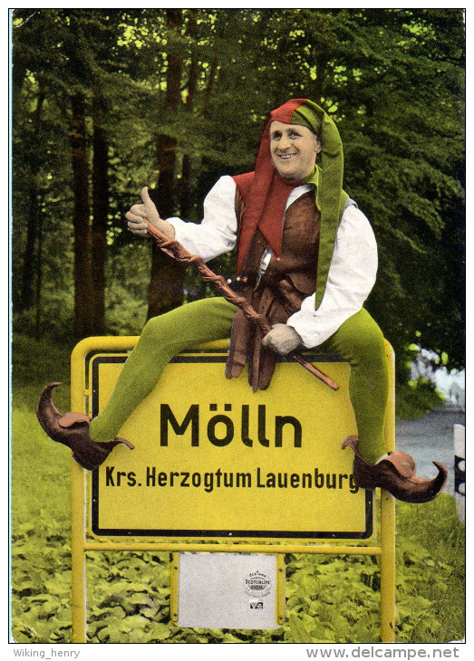 Mölln - Ortsschild Mit Eulenspiegel - Moelln