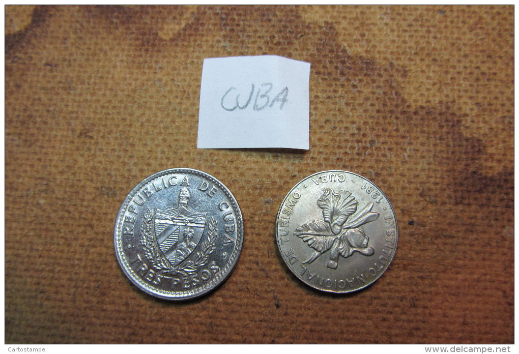 LOTTO DUE MONETE CUBA VALORE 25 CENTAVOS E 3 TRES PESOS_ANNO 1981 E 2002 COIN_ PATRIA O MUERTE CHE GUEVARA - Autres & Non Classés