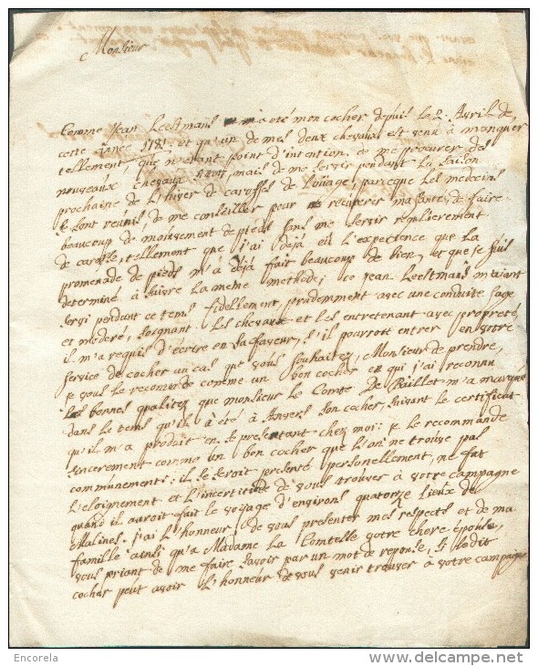 LAC De MALINES (griffe Rouge) Le 15 Août 1781 Au COmte De Wonsheim Par Grammont à Son Chateau De Boulers - 10424 - 1714-1794 (Oostenrijkse Nederlanden)
