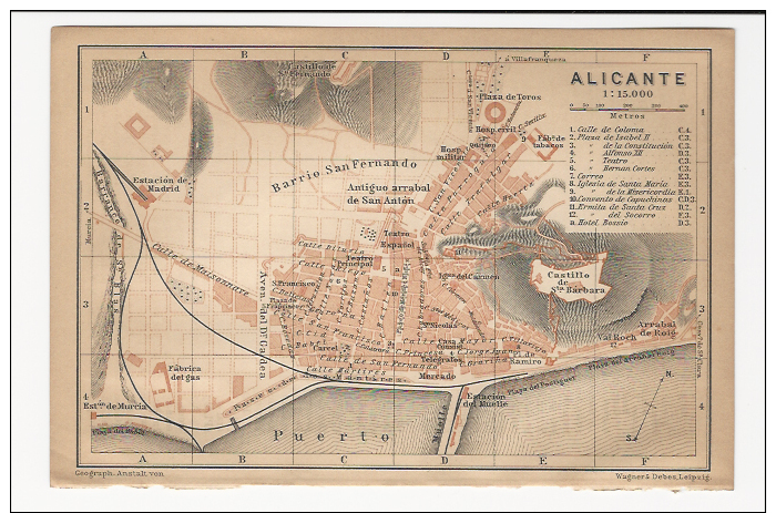 1901´s  Color Plan Of  ALICANTE  Alacant  Alacantí  Comunidad Valenciana Espana - Landkarten