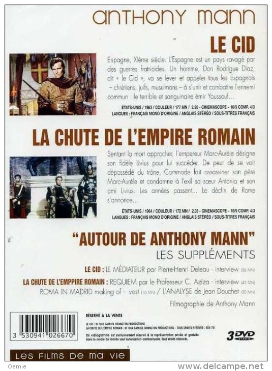 Anthony Man  °°°° Le Cid , La Chute De L'empire Romain   3DVD - Autres & Non Classés