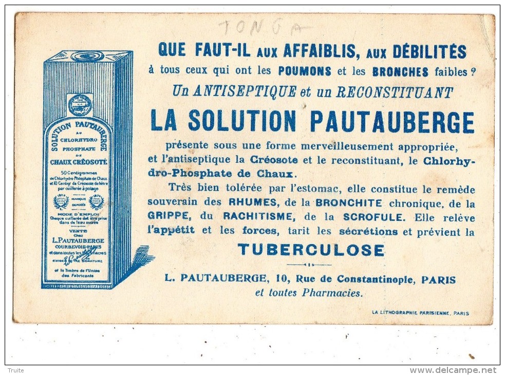 LES "RACES HUMAINES" OCEANIE JEUNES FILLES DE L'ARCHIPEL DE TONGA + PUBLICITE AU DOS  ANTISEPTIQUE  SOLUTION PAUTAUBERGE - Tonga