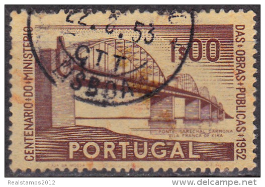 PORTUGAL - 1952,  1.º Centenário Do Ministério Das Obras Públicas.  1$00    (o)  MUNDIFIL  Nº 755 - Oblitérés