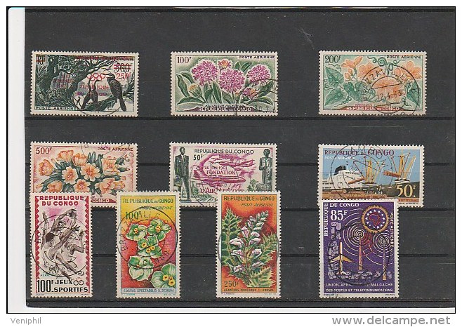 CONGO - POSTE AERIENNE N° 1 A 10 OBLITERE  -COTE 26,70 € - Used Stamps