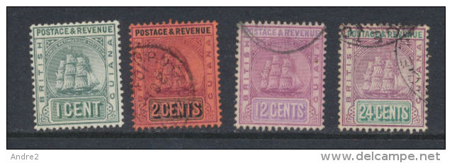 Guiana British - Guyane Anglaise 1905  Wmk CA Multiple 1c , 2c , 12c And 24c - Britisch-Guayana (...-1966)