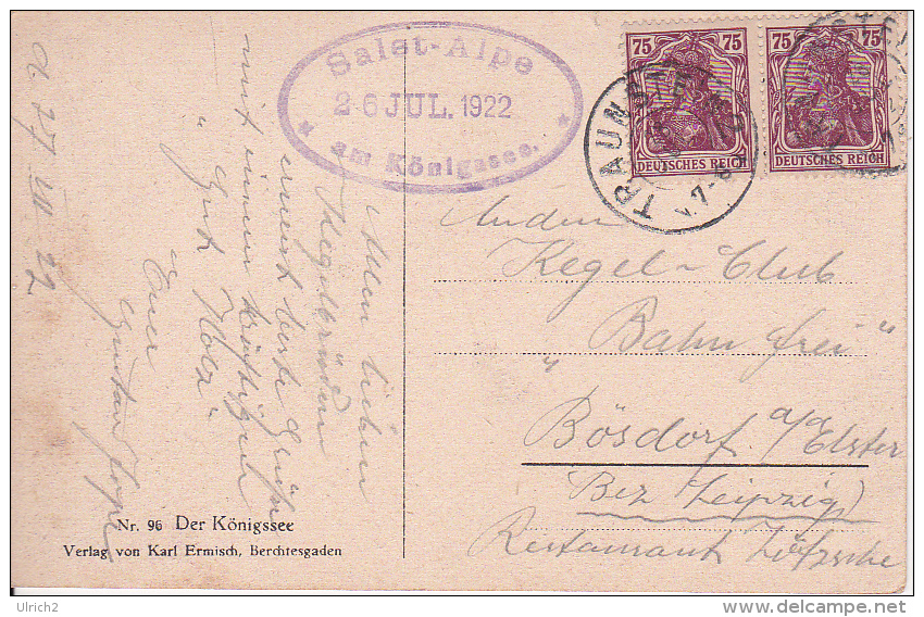 AK Der Königssee - Stempel Salet-Alpe - Schöner Poststempel Traunstein 2 - 1922 (12134) - Berchtesgaden