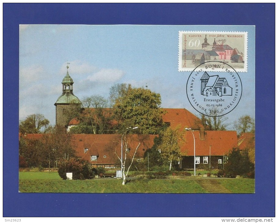 BRD 1986  Mi.Nr. 1280 , 1000 Jahre Walsrode Kloster Walsrode - Hagenbach Maximum Card - Limitierte Auflage -05.05.1986 - - Abbayes & Monastères