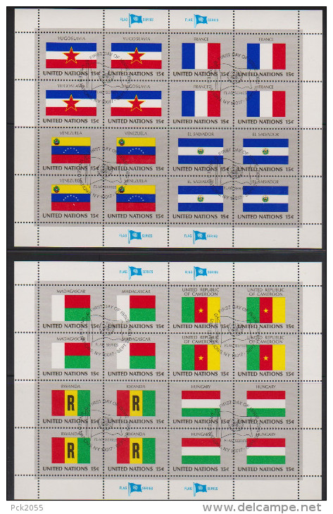 UNO New York 1980 MiNr.348-363 O Gest. 4 Kleinbogen  Flaggen Der UNO-Mitgliedsstaaten ( Dg67 ) - Usados
