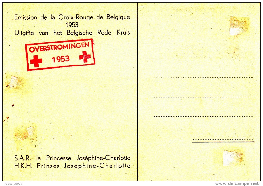 912 917 PC FDC Carte Souvenir  Overstromingen Inondations Croix-Rouge Joséphine Charlotte Princesse 14-3-1953 C Exposit - 1951-1960