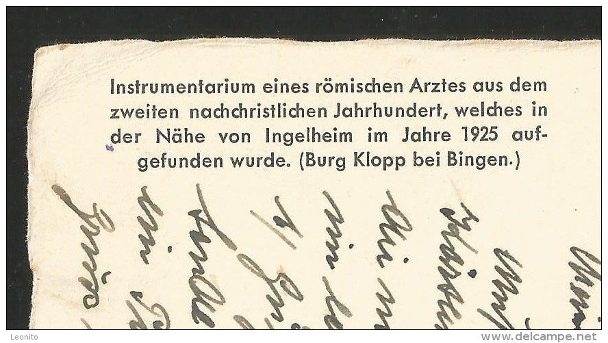 INGELHEIM Mainz Rheinland-Pfalz Instrumentarium Eines Römischen Arztes Burg Klopp Bei Bingen 1936 - Ingelheim