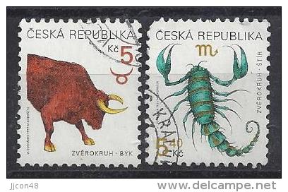 Czech-Republic  1999  Zodiac Signs (o) Mi.240-241 - Gebruikt