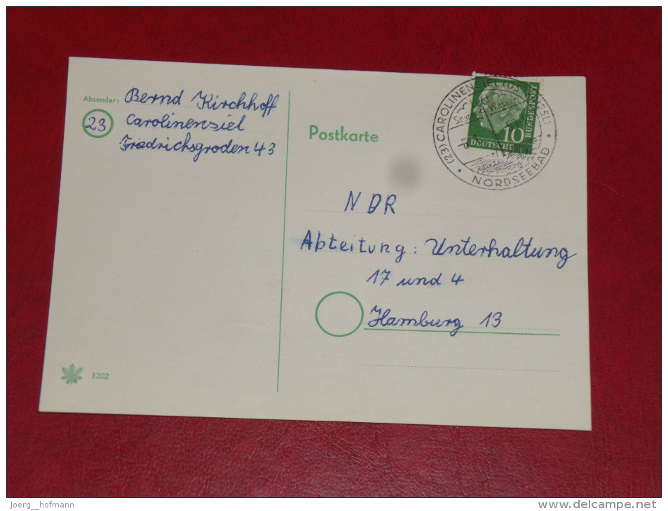 1959 Nordseebad Carolinensiel Ostfriesland Luft Sonne Wasser  Sonderstempel Deutschland Germany - Maschinenstempel (EMA)