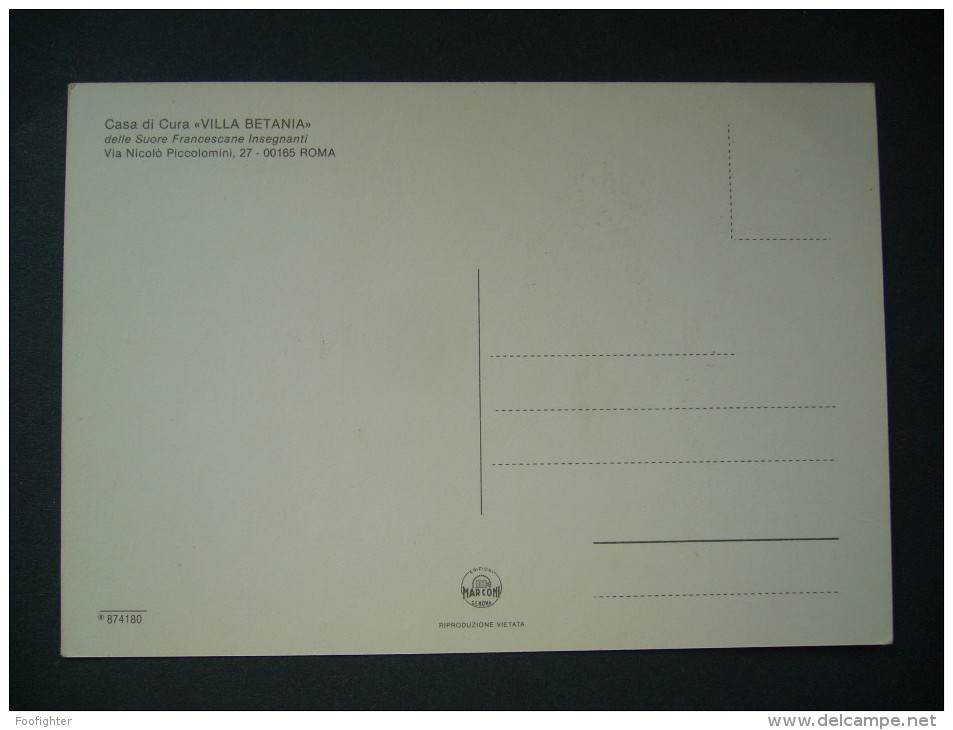 Italy: ROMA - Casa Di Cura "VILLA BETANIA" Delle Suore Francescane Insegnanti - Via Nicolo Piccolomini - Unused - Sanidad Y Hospitales