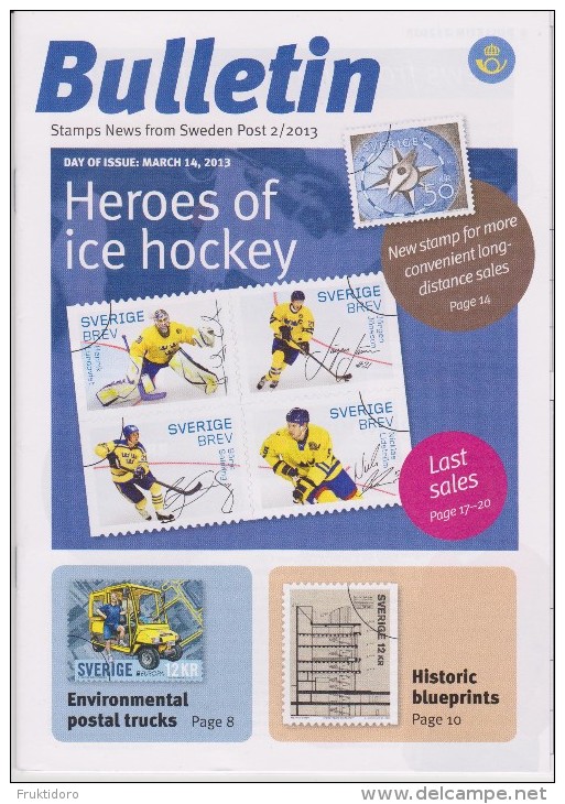 Sweden Brochure Bulletin 2013/2 Ice Hockey - Postal Vehicles - UNESCO World Heritage - Compass - Autres & Non Classés