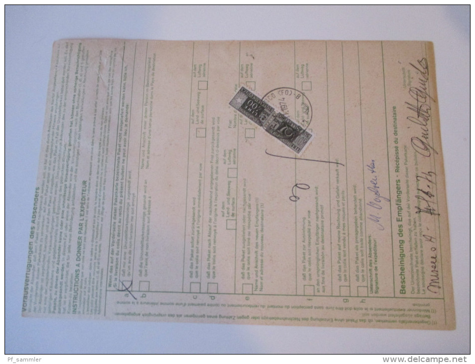 5 Bund Auslandspaketkarten nach Italien. Viele Stempel. Interessante Stücke?!?