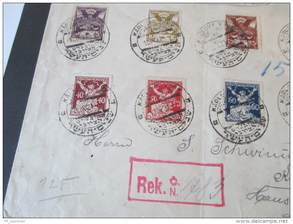 Registered Letter Karlovy Vary Kongress Sionistick / Zionism. Judaika. Sonderstempel. Reko. Judentum - Covers & Documents