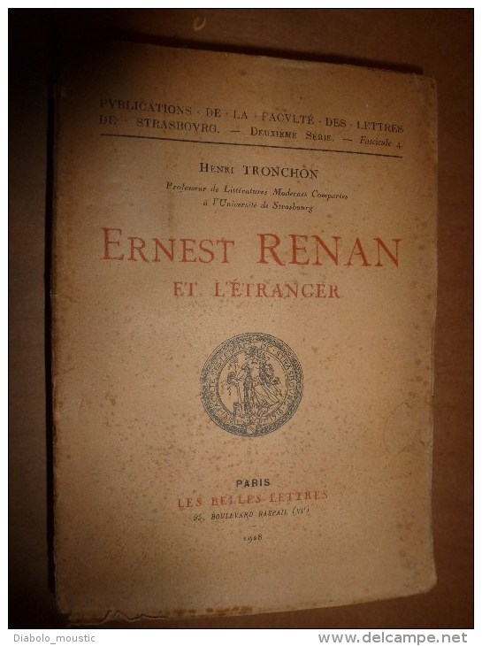 1928  Ernest RENAN Et L'Etranger Par Henri Tronchon - 1901-1940