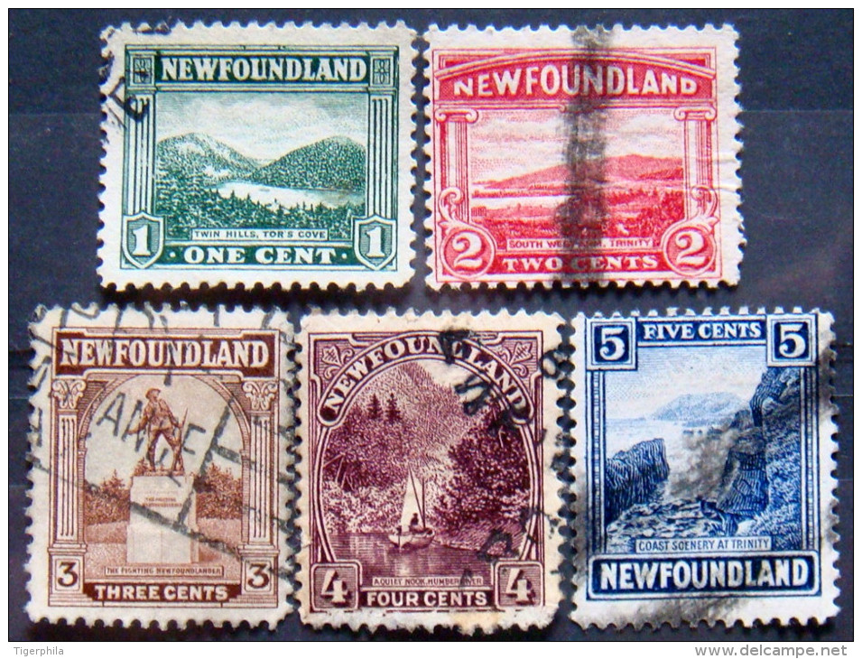 NEWFOUNDLAND 1923 Views Set Of 5 USED Scott131-135 CV$5 - 1908-1947