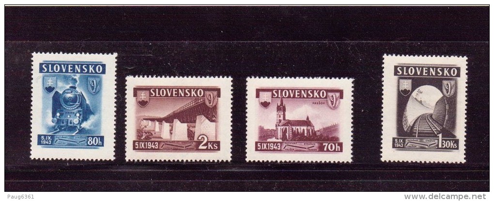 SLOVAQUIE 1943 CHEMIN DE FER     YVERT N°90/93  NEUF MNH** - Nuovi