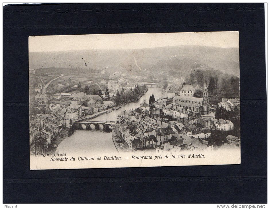 51481    Belgio,  Souvenir Du Chateau De Bouillon,  Panorama Pris De La Cote D"Auclin,  VGSB  1905 - Bouillon