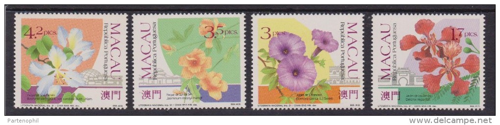 Macao Flowers Fiori 4 V. Mnh - Ungebraucht