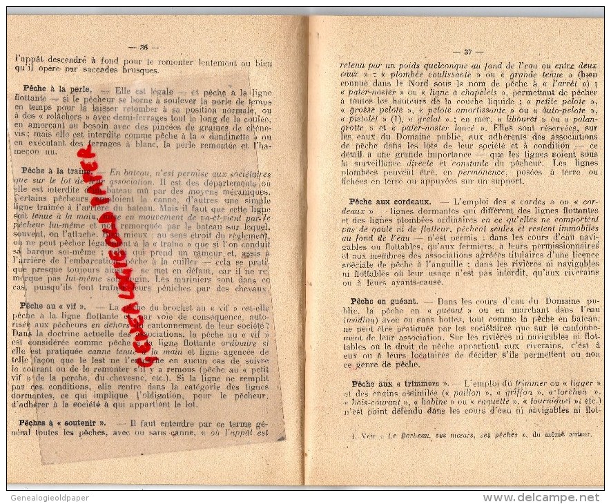 RAOUL RENAULT - LA NOUVELLE REGLEMENTATION DE LA PECHE - PREFACE DE A. MINVILLE- EDITEUR BORNEMANN PARIS 1947 - Caza/Pezca