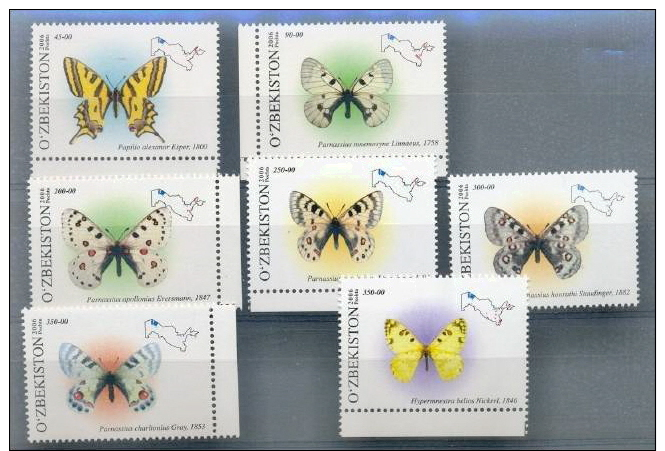 UZBEKISTAN * SERIE 7v 2006 * BUTTERFLY, BUTTERFLIES SCHMETTERLING, PAPILLON * MARIPOSA * MNH - Oezbekistan