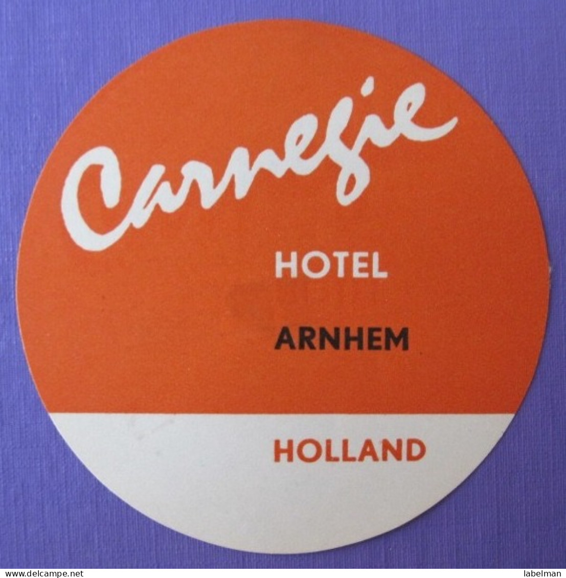 HOTEL RESIDENCE MOTEL CARNEGIE ARNHEM HOLLAND NETHERLANDS DECAL STICKER LUGGAGE LABEL ETIQUETTE AUFKLEBER - Hotel Labels