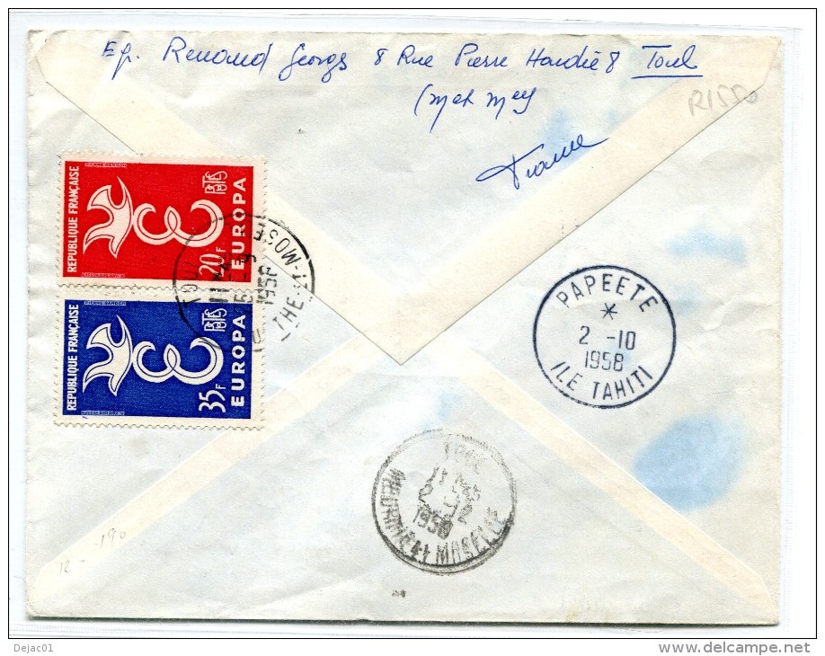 Polynésie - Première Liaison TAI - FRANCE POLYNESIE - 28 Septembre 1958 - R 1550 - Brieven En Documenten