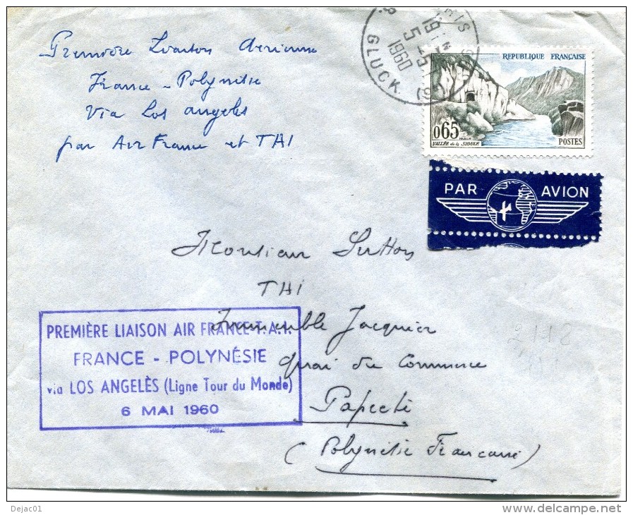 Polynésie - Premier Vol TAI - FRANCE POLYNESIE Via LOS ANGELES - 5 Mai 1960 - R 1559 - Lettres & Documents