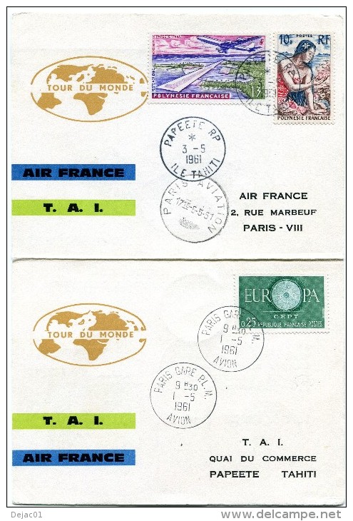 Polynésie - Premier Tour Du Monde TAI AIR FRANCE Par Avion à Réaction - 1er Mai 1961 - R 1561 - Storia Postale