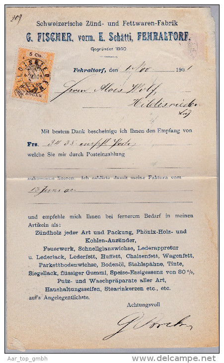 Heimat LU HILDISRIEDEN 1901-11-02 Kanton Fiskalmarke Auf Rechnung - Steuermarken