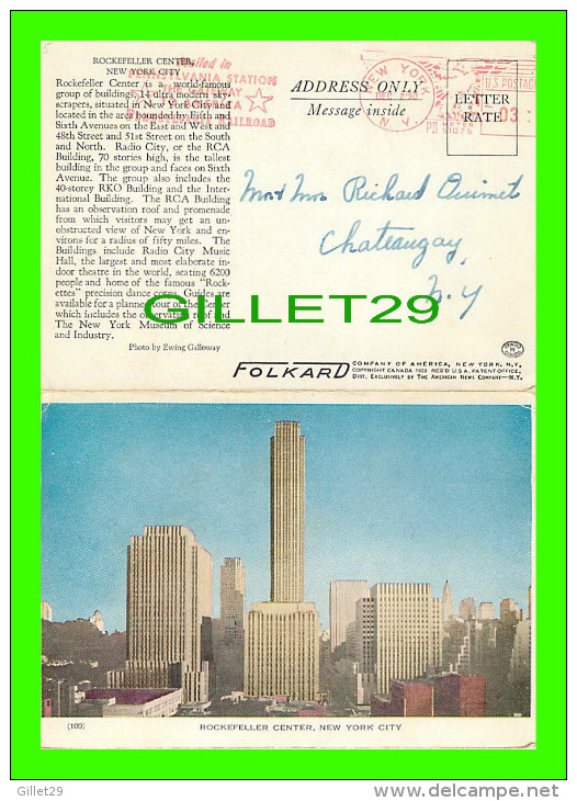 NEW YORK CITY, NY - ROCKEFELLER CENTER- FOLKARD - TRAVEL IN 1950 - - Autres Monuments, édifices