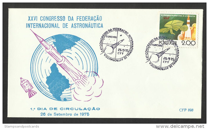 Portugal 1975 Congrès Fédération Internationale Astronautique FDC Cachet Funchal Madère Madeira FDC Astronautics - Europa