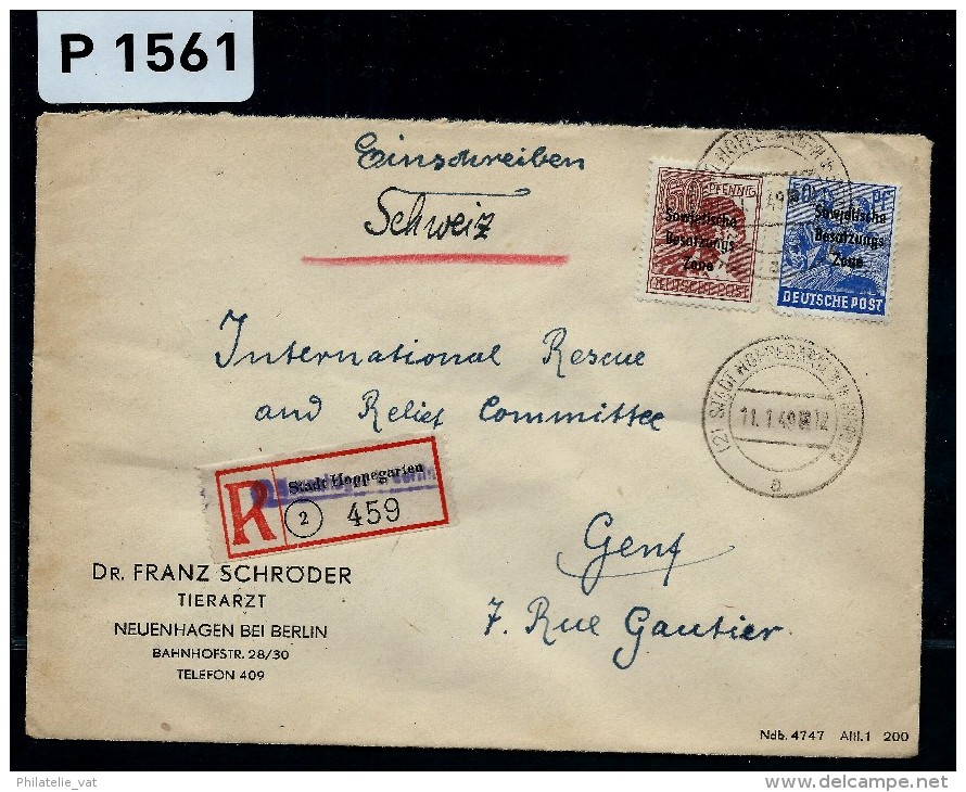 ALLEMAGNE - LETTRE EN RECOMMANDEE DE BERLIN ZONE SOVIETIQUE POUR GENEVE ( Croix Rouge)  1949   A VOIR - Autres & Non Classés