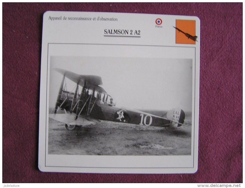 SALMSON 2 A2    FICHE AVION Avec Description  Aircraft Aviation - Avions
