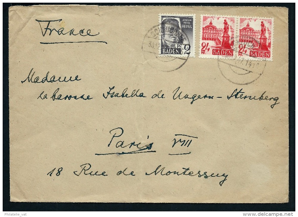 ALLEMAGNE / ZONZ FRANCAISE - 2 LETTRES POUR LA FRANCE     1947        A VOIR - Sonstige & Ohne Zuordnung