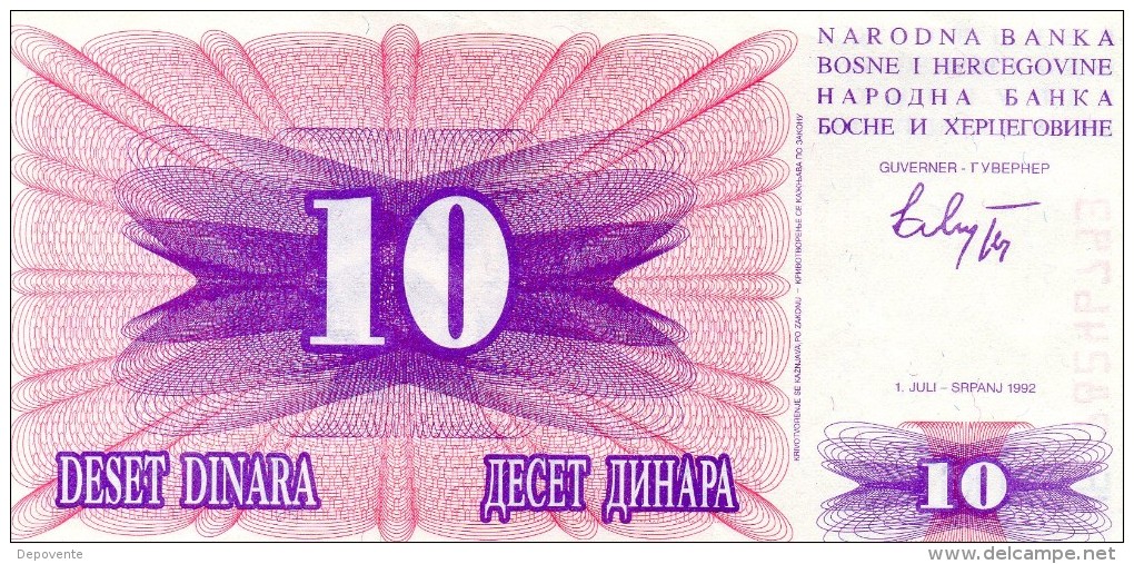 BILLET DE 10 DINARS YOUGOSLAVES (DINARA) - BOSNIE-HERZEGOVINE - 1992 - Bosnia And Herzegovina