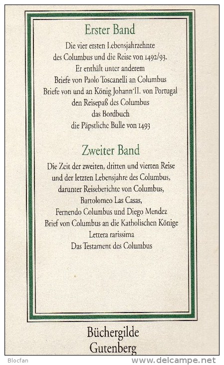 Christoph Columbus antiquarisch 12€ Dokumente seiner Reisen II. Band 2.-4.Reise Gutenberg-Verlag 1992 ISBN 3 7632 3969 3